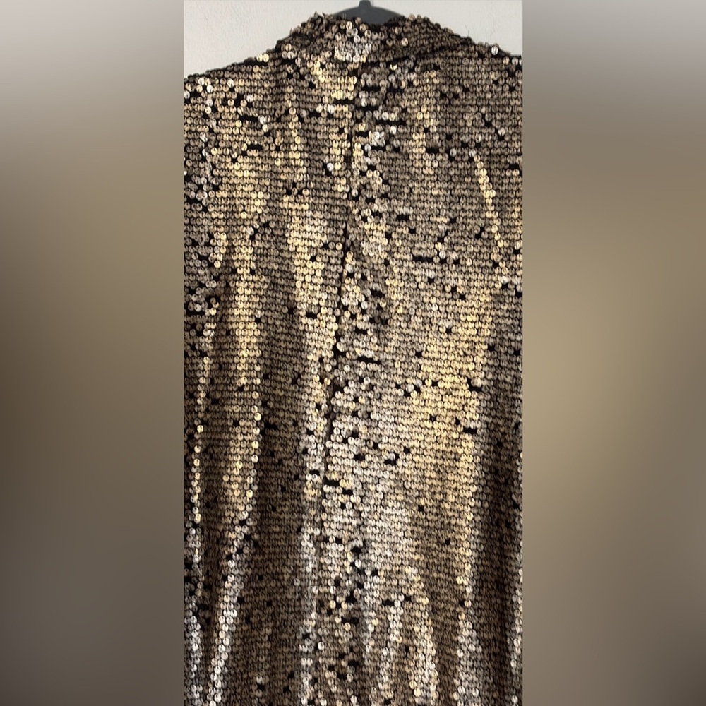 Free People Metallic Gold Sequin long Sleeve Jacket Womens SP - Picture 7 of 9
